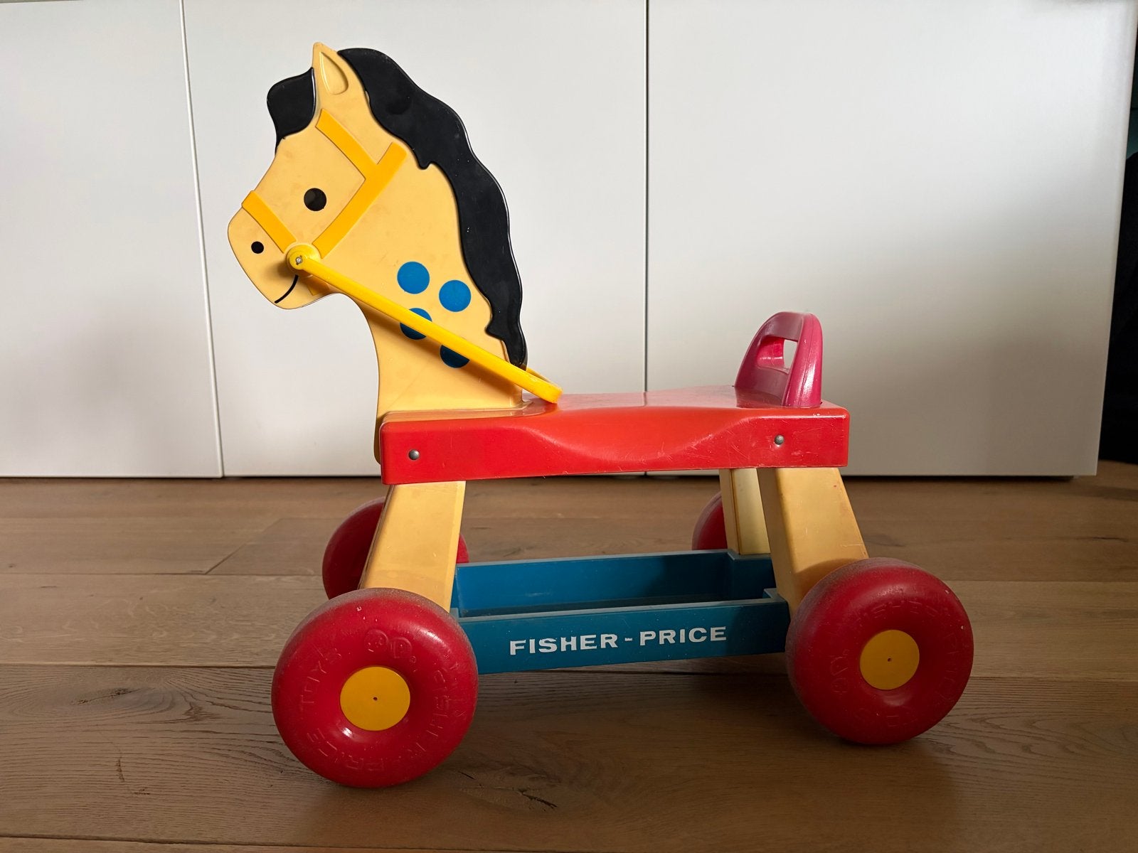 Vintage Fisher-Price paard loopvoertuig, Kinderen en Baby's, Ophalen of Verzenden, Gebruikt, Duw- of Trekspeelgoed