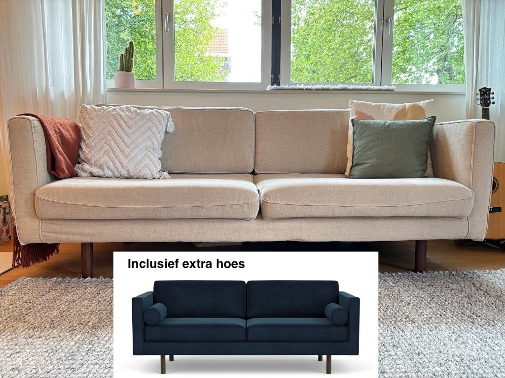 Sofacompany Henry 3-zitsbank | 2 hoezen | Walnoothout, Ophalen, Gebruikt, Driepersoons, 75 tot 100 cm