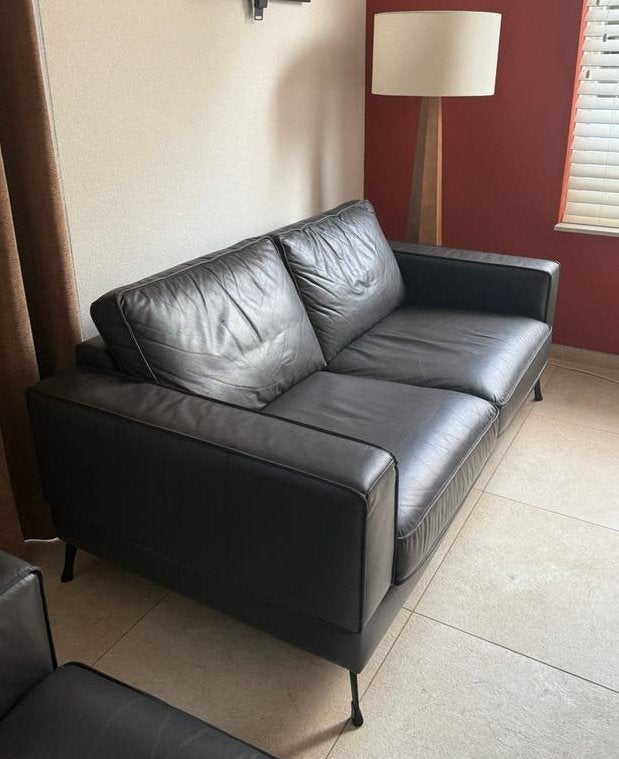 Baenks Bloomsburry 2,5 zitsbank LEER + 2 hoofdsteunen (2x), Ophalen, Gebruikt, 150 tot 200 cm, Tweepersoons