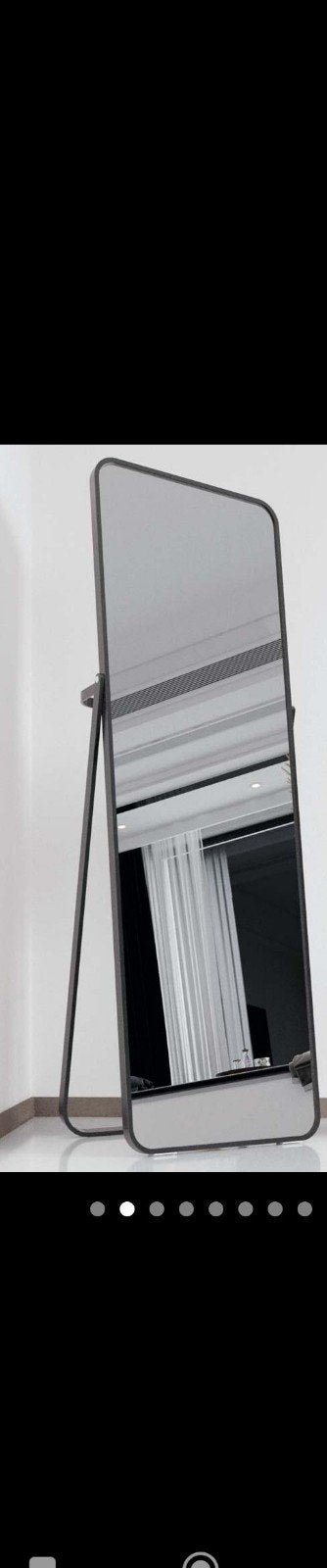 Stijlvolle staande spiegel met zwart frame, Gebruikt, Ophalen of Verzenden, 150 tot 200 cm, Rechthoekig