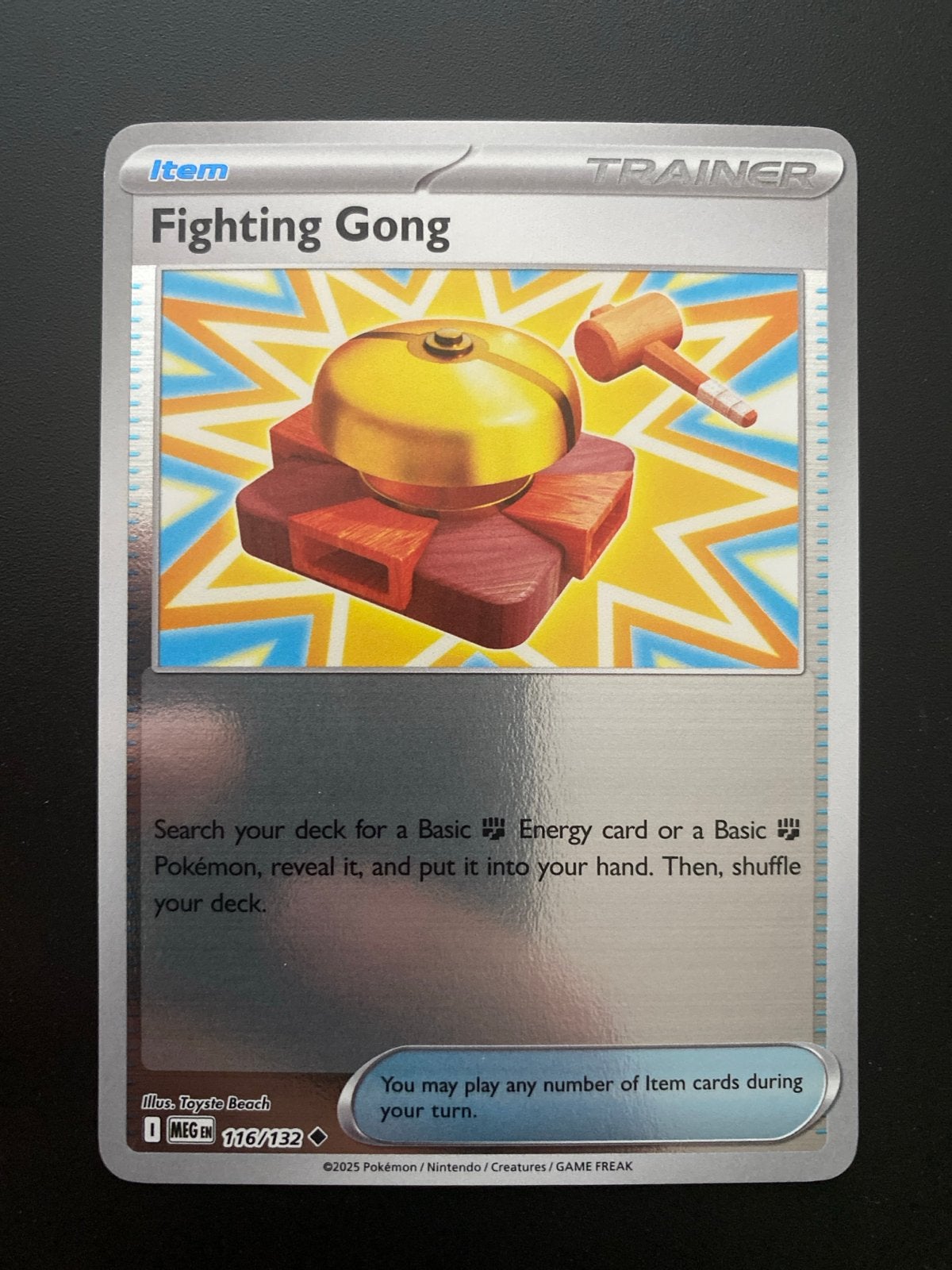 Fighting Gong 116/132 Reverse Holo Mega Evolution, Ophalen of Verzenden, Zo goed als nieuw, Losse kaart, Foil