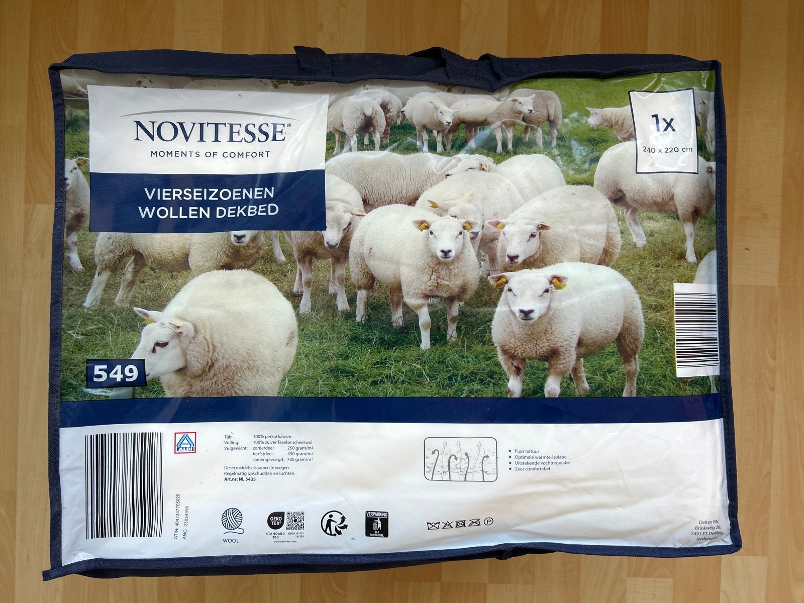Novitesse Vierseizoenen Wollen Dekbed 240x220 cm, Ophalen, Lits-jumeaux, Wit, Deken of Dekbed