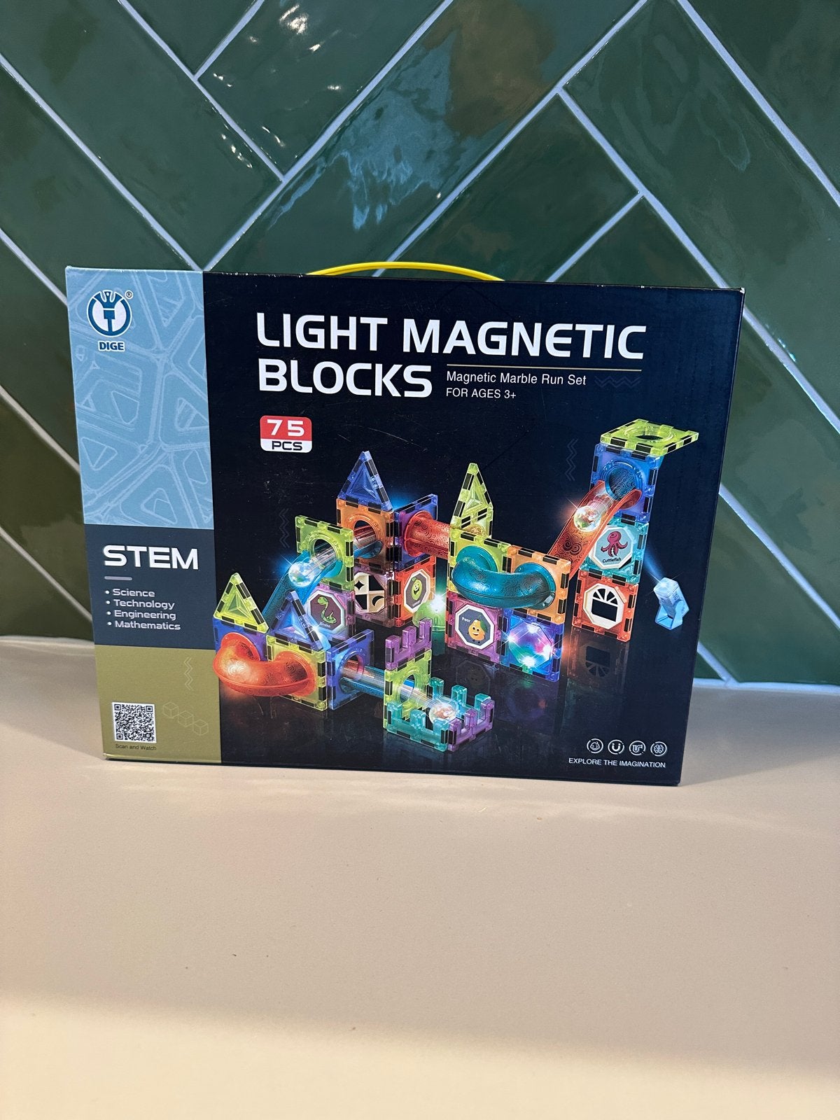 Light Magnetic Blocks - Magnetische knikkerbaan (75 stuks), Ophalen of Verzenden, Zo goed als nieuw, Overige merken