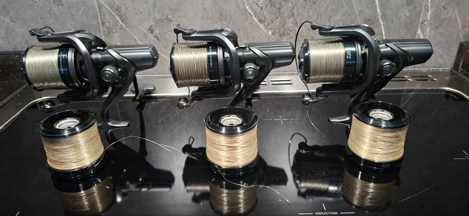 3 x Daiwa Emblem 45 5000ld qd., Ophalen of Verzenden, Zo goed als nieuw