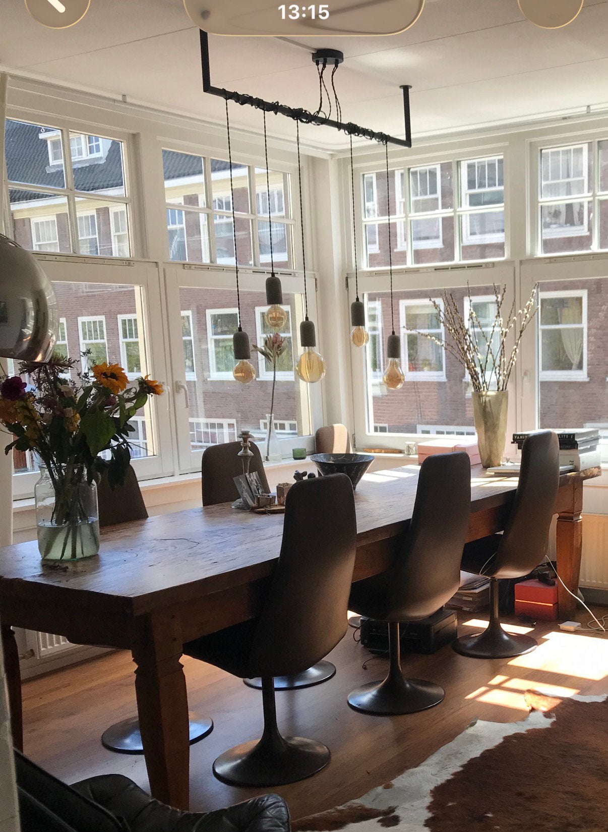 Unieke massief Indonesisch hardhouten boomstamtafel – 295 cm, Ophalen, Gebruikt, 200 cm of meer, 50 tot 100 cm