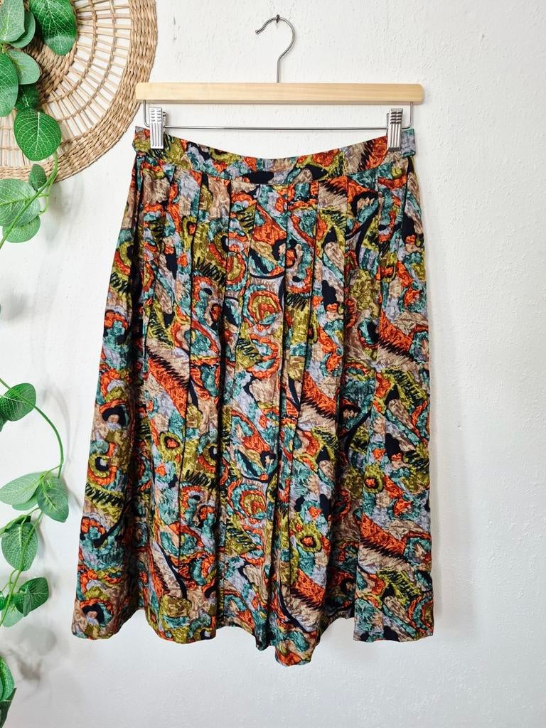 Vintage 80s crazyprint rok S/M, Kleding | Dames, Ophalen of Verzenden, Zo goed als nieuw, Vintage, Maat 36 (S)