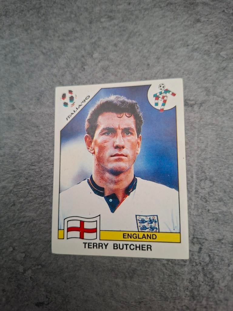 Panini sticker WK 90 Italia. Speler Terry Butcher Engeland., Verzenden, Zo goed als nieuw, Sticker