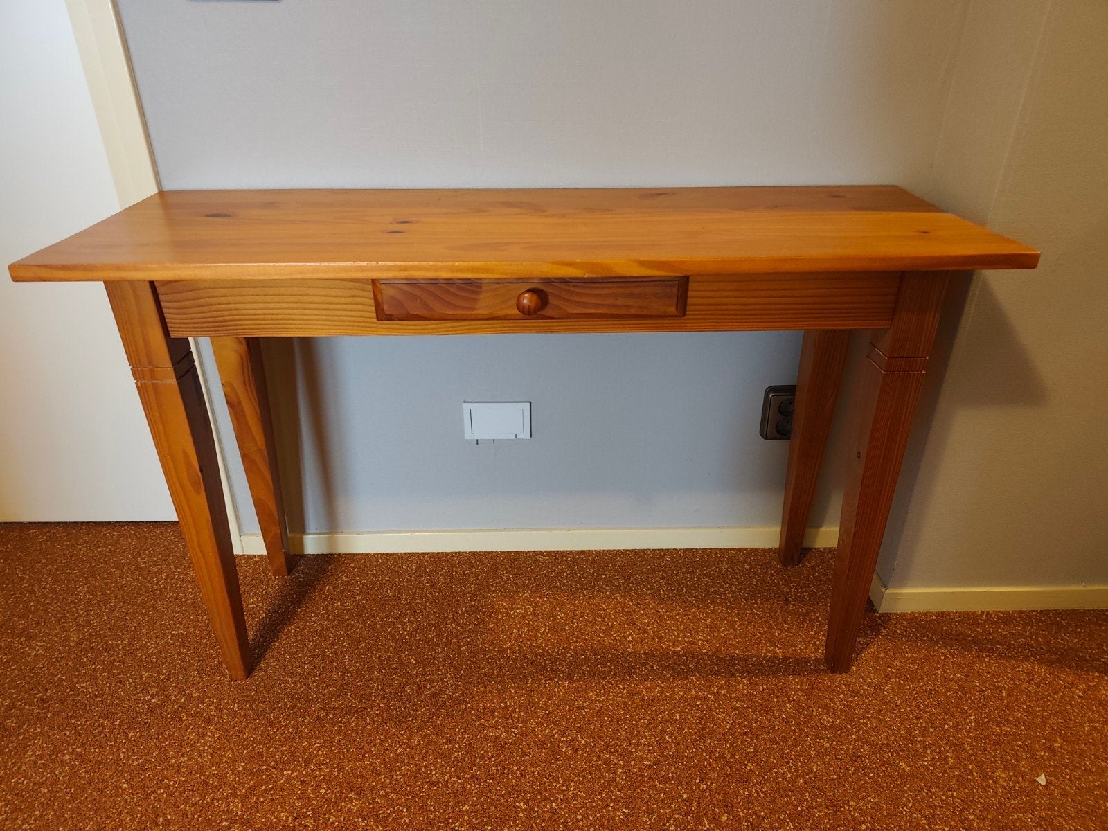 Grenen sidetable / haltafel met lade - 74x120x40 cm, Ophalen, Gebruikt, Landelijk, 75 cm of meer