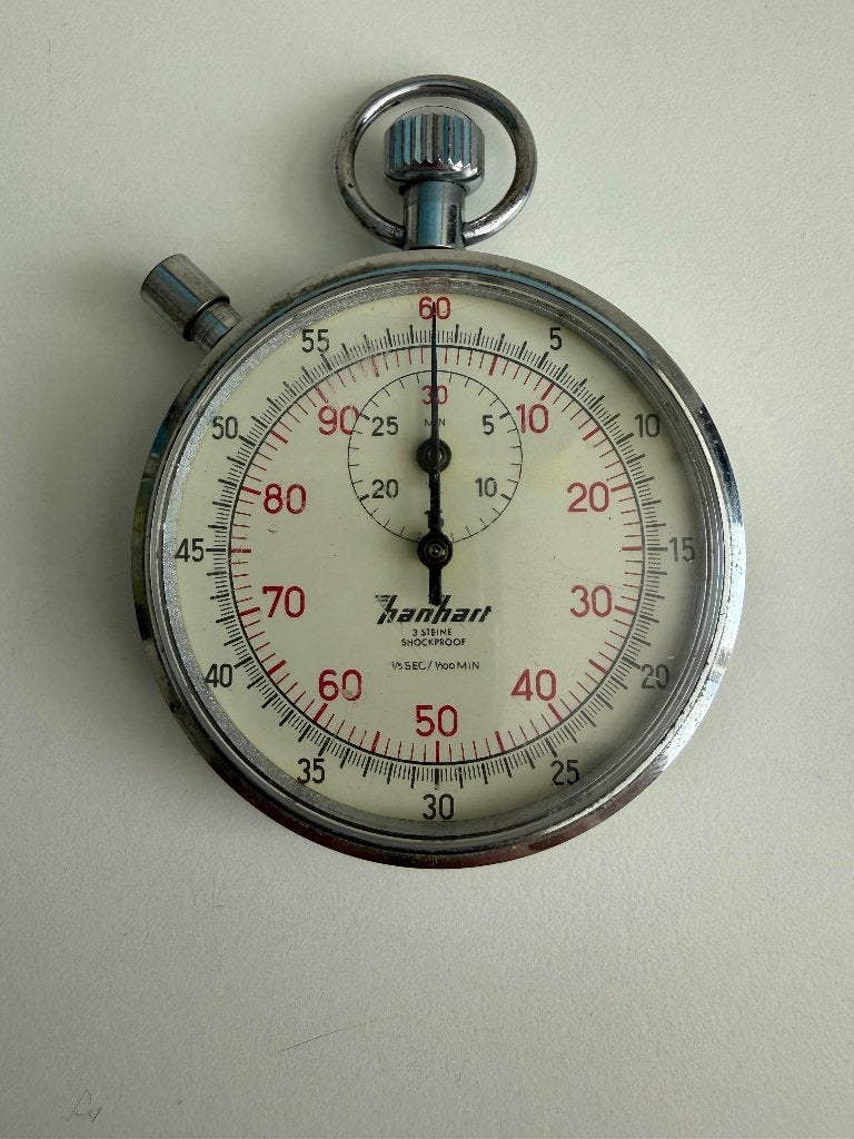 Vintage Hanhart Chronometer stopwatch (1/5 sec / 1/100 min), Ophalen of Verzenden, Gebruikt, Snelheids- of Stappenmeter, Overige merken