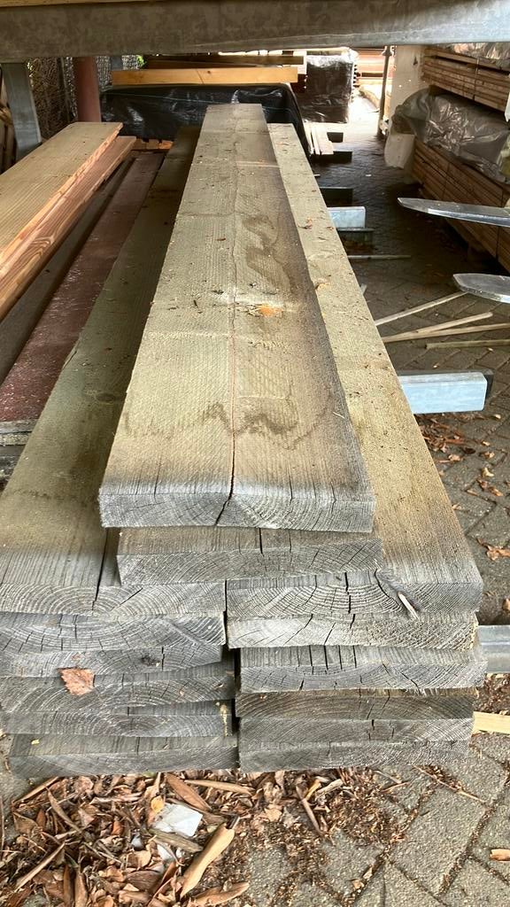 Steigerplank grijs restpartij 14st 240cm, Ophalen, Zo goed als nieuw, 250 cm of meer, Planken