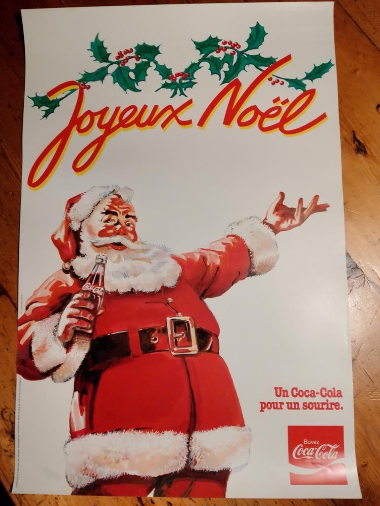 Frans Coca Cola kerstaffiche Yoyeux Noël, Ophalen of Verzenden, Zo goed als nieuw, A1 t/m A3, Reclame