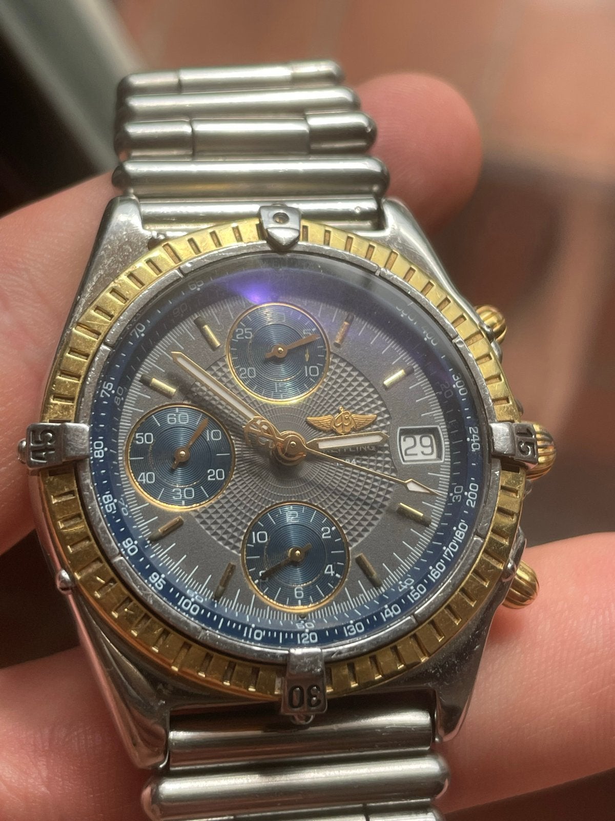 Breitling 18k Goud/Staal Horloge, Sieraden, Tassen en Uiterlijk, Horloges | Antiek, Ophalen of Verzenden, Goud, Polshorloge, Breitling
