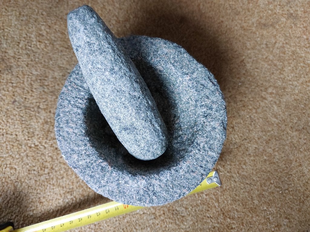 Vijzels van natuursteen en van zilverkleurig metaal, Ophalen of Verzenden, Steen/keramiek, Grijs, Overige merken