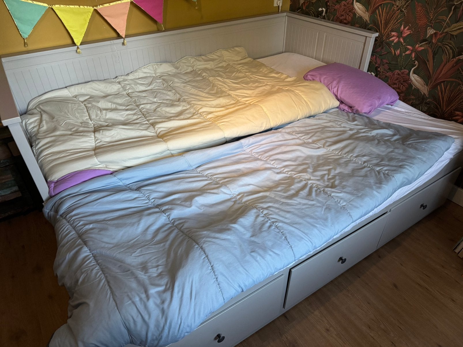 1 pers bed (uitschuifbaar naar 2pers), Ophalen, Gebruikt, 90 cm, Eenpersoons