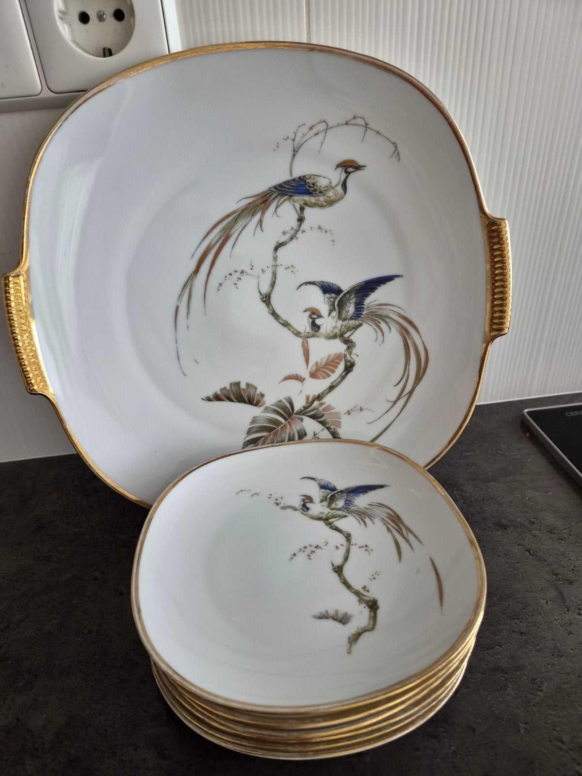 Gebakservies Alboth & Kaiser Bavaria Paradiesvogel schaal e, Ophalen of Verzenden