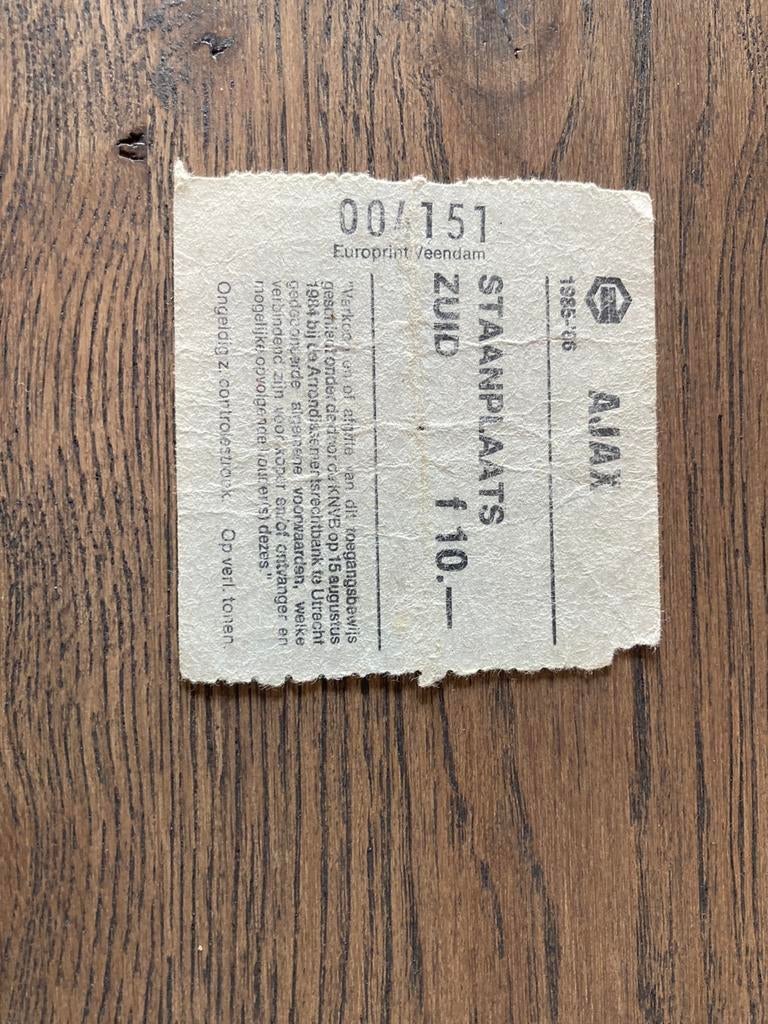 TICKET FC GRONINGEN-AJAX 85-86, Ophalen of Verzenden, Zo goed als nieuw, Ajax, Overige typen