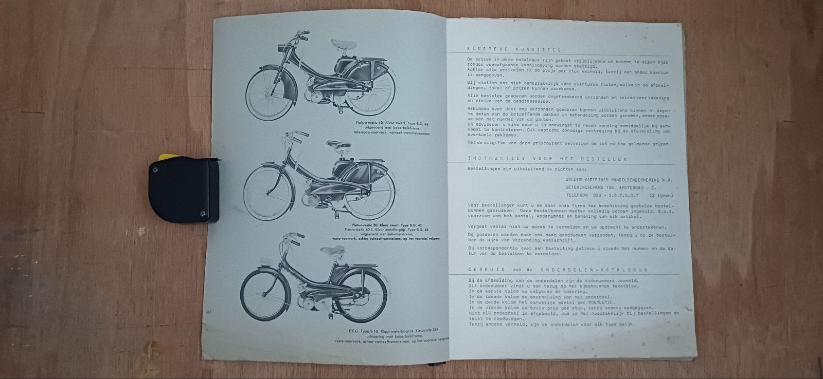 Mobylette fiets-o-matic en EEG  onderdelen-prijscourant., Ophalen of Verzenden
