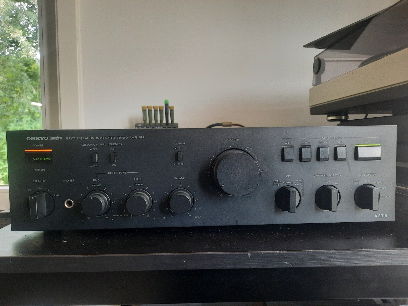 Onkyo integra A-8015 versterker nog in goede staat., Ophalen, Gebruikt, 60 tot 120 watt, Stereo