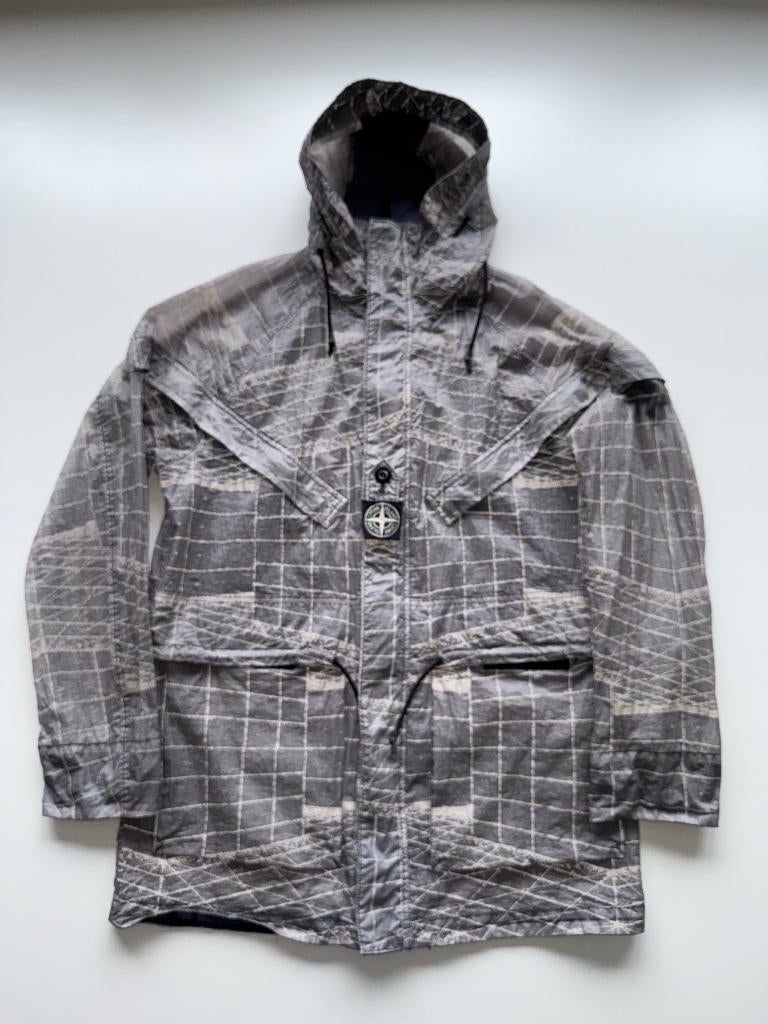 Stone Island reflective grid lamy jas M, Maat 48/50 (M), Zwart, Ophalen of Verzenden, Stone Island