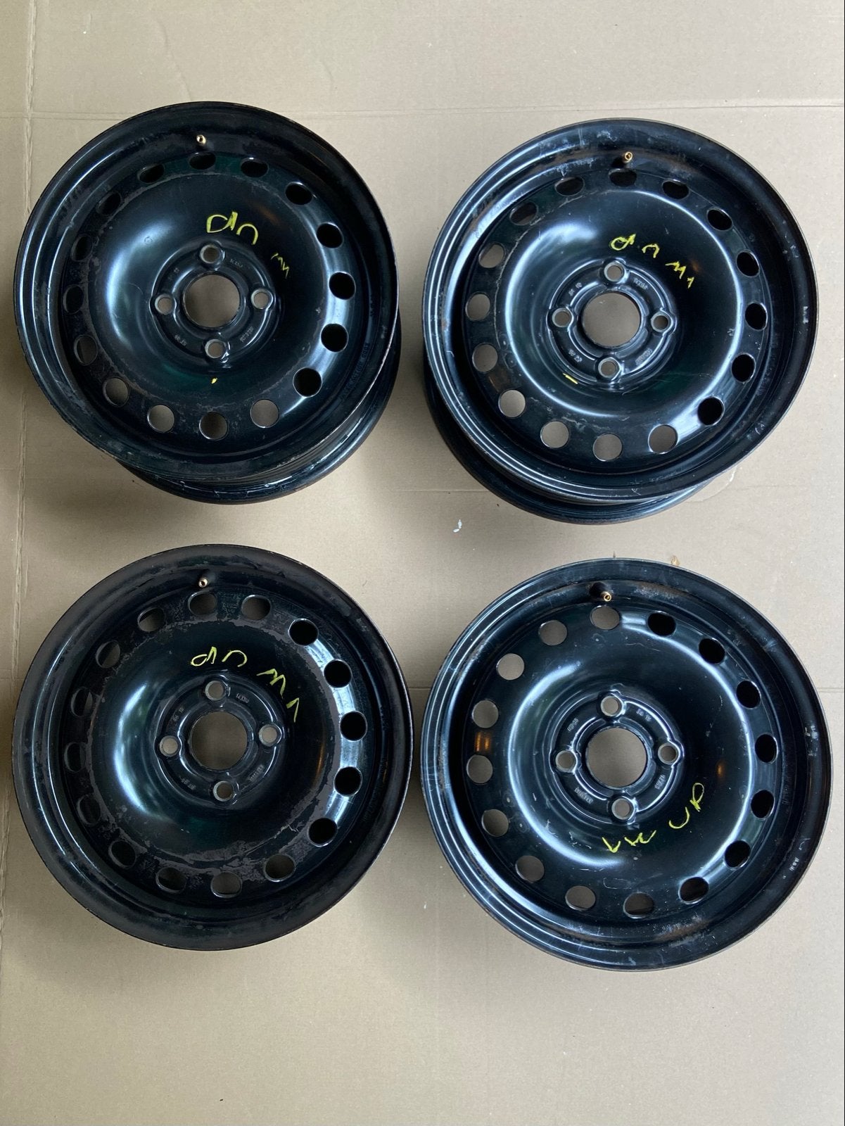 4 stalen velgen 5x14 ET35 naaf 57,1, 14 inch, Gebruikt, Velg(en), Ophalen of Verzenden