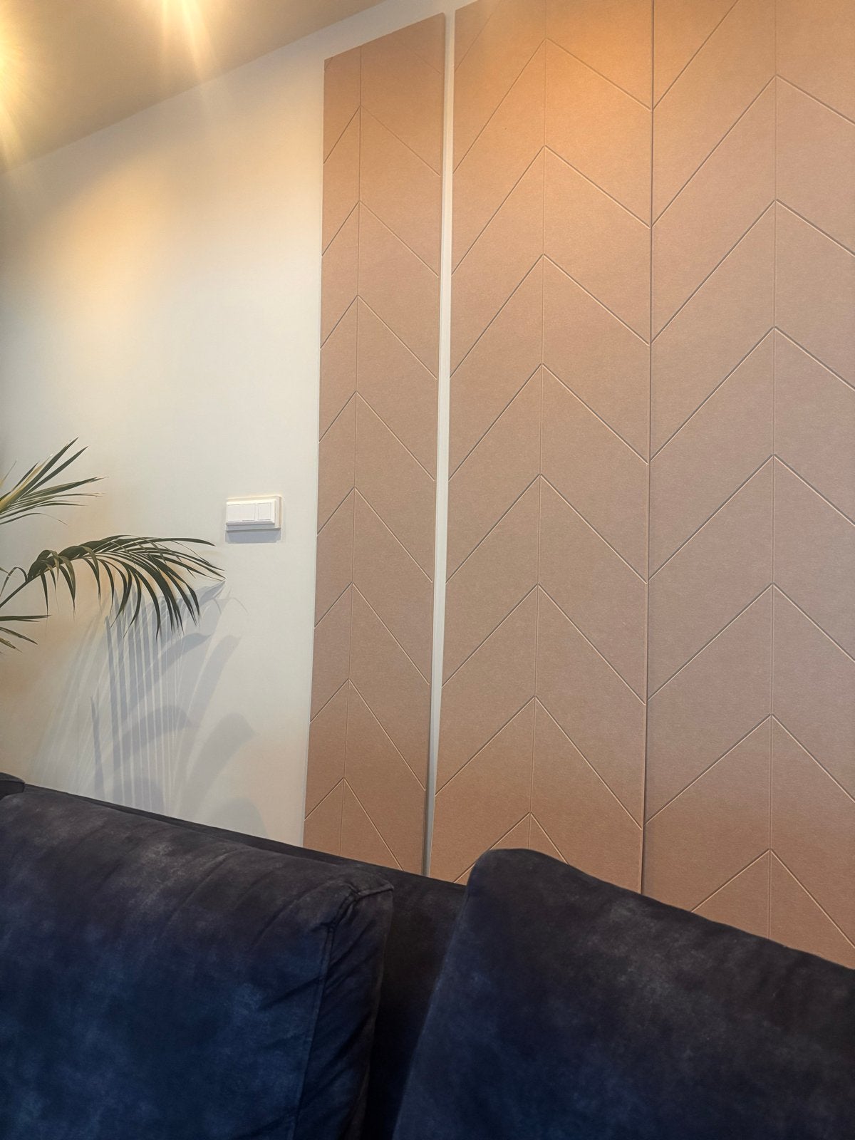 Zandkleurig akoestisch vilt wandpaneel met patroon, Textiel, Nieuw, Wandbord of Wandpaneel, Modern