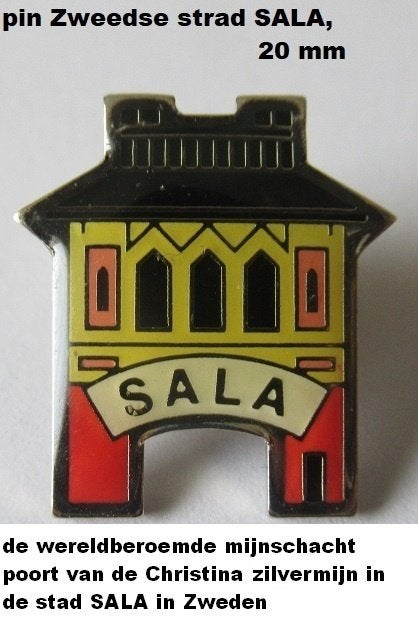 Zweden, nieuw speldje de MIJNSCXHACHTPOORT zilvermijn SALA, Ophalen of Verzenden, Nieuw, Stad of Land, Speldje of Pin