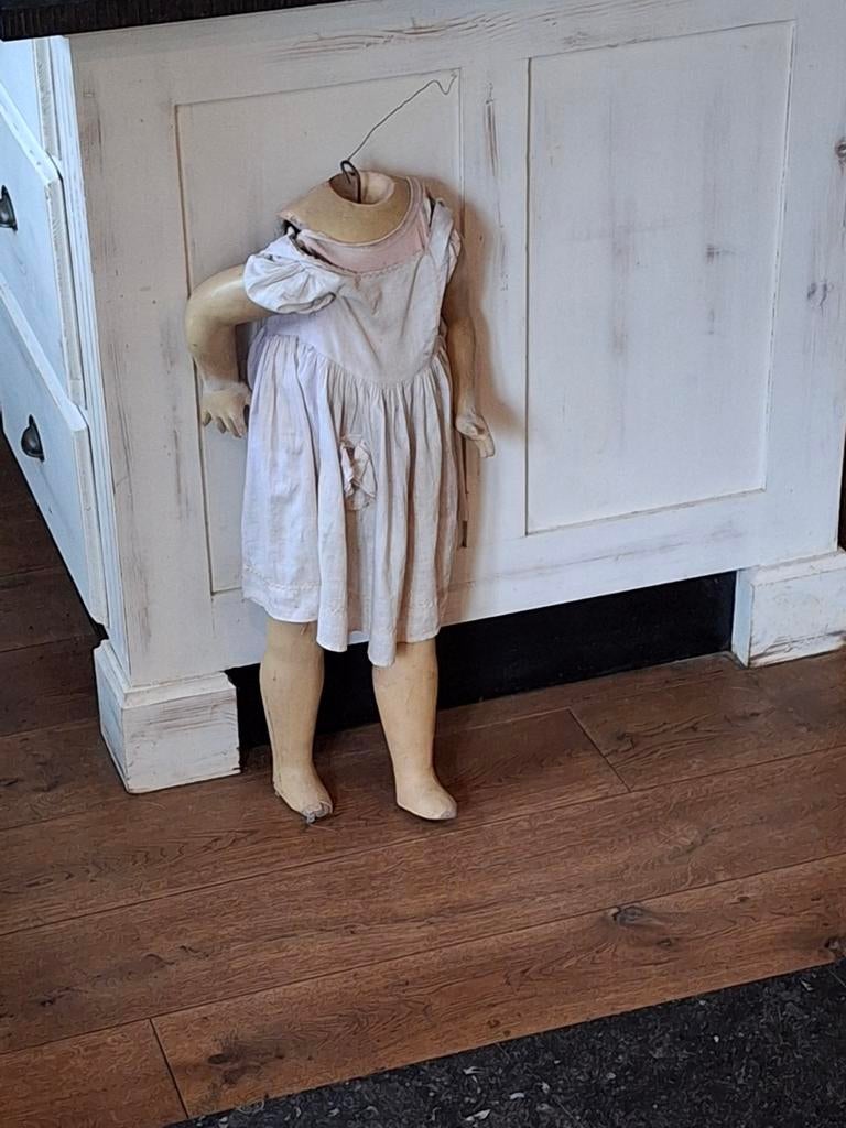Antieke pop torso met jurk - uniek decoratiestuk, Ophalen of Verzenden, Gebruikt, Pop