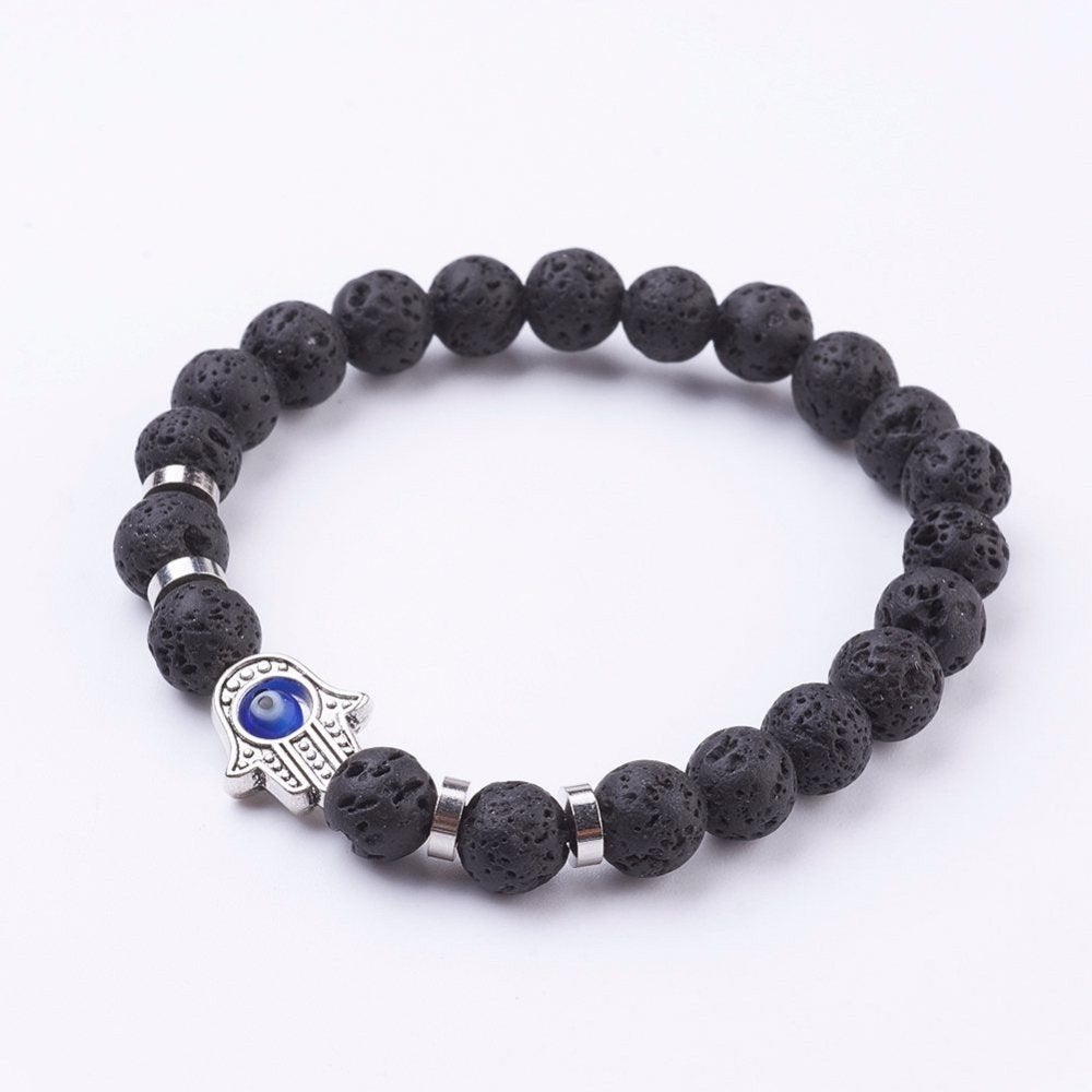Elastische armband Hand van Fatima van lava, Info.adorabeads@gmail.com, Want 18 Hoogvliet, Adorabeads, Zwart