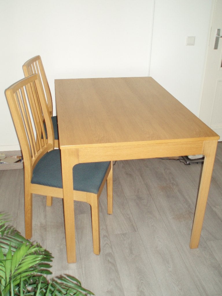 keukentafel + stoelen, Huis en Inrichting, Tafels | Eettafels, Ophalen, Eikenhout, 200 cm of meer, 50 tot 100 cm