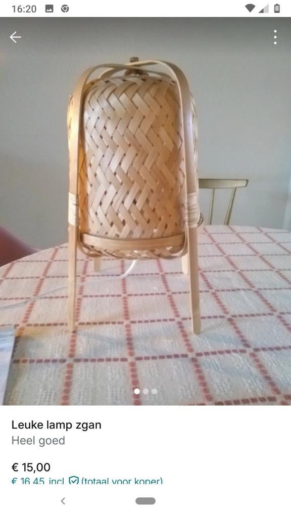 Rotan lampje, Ophalen, Zo goed als nieuw, Minder dan 100 cm