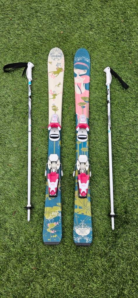 Kinderski's Wed'ze 110cm met bindingen en skistokken, Overige merken, Gebruikt, 100 tot 140 cm, Ophalen of Verzenden