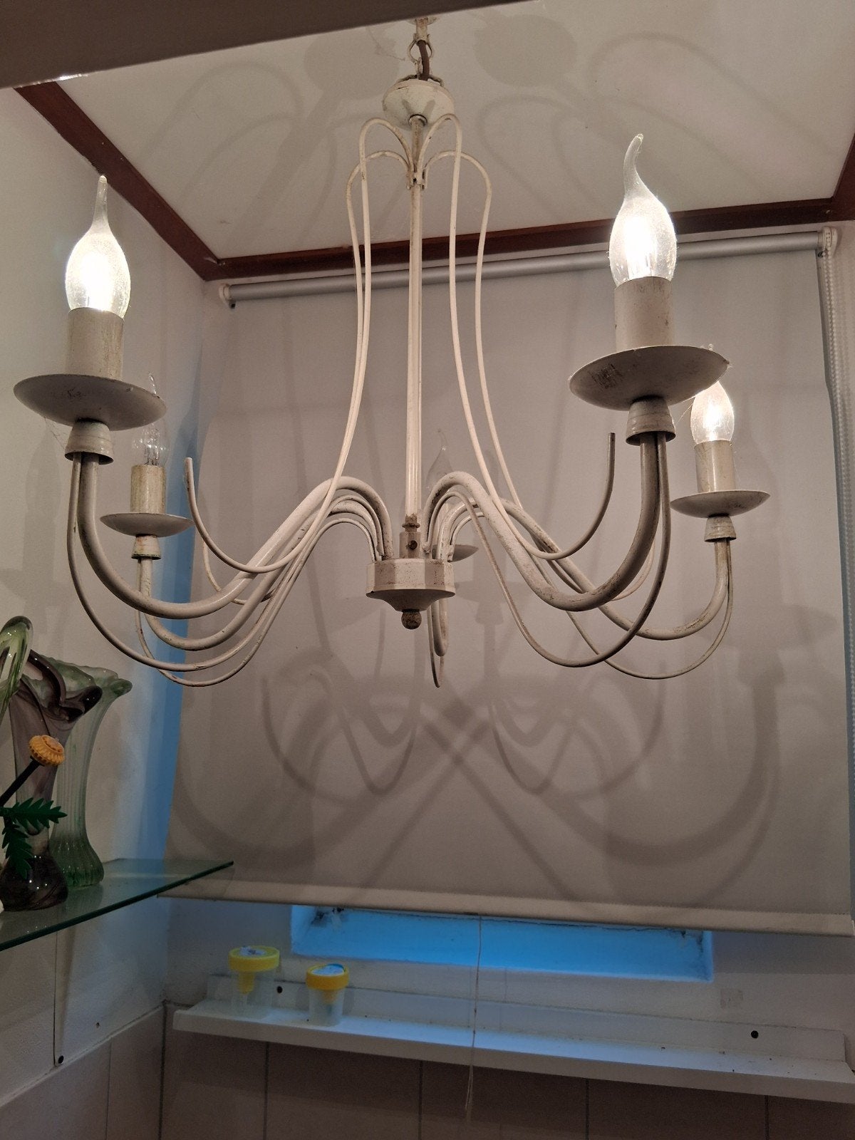 Beige Kroonluchter - Klassiek Design, Ophalen, Gebruikt, Klassiek, E14 (klein)