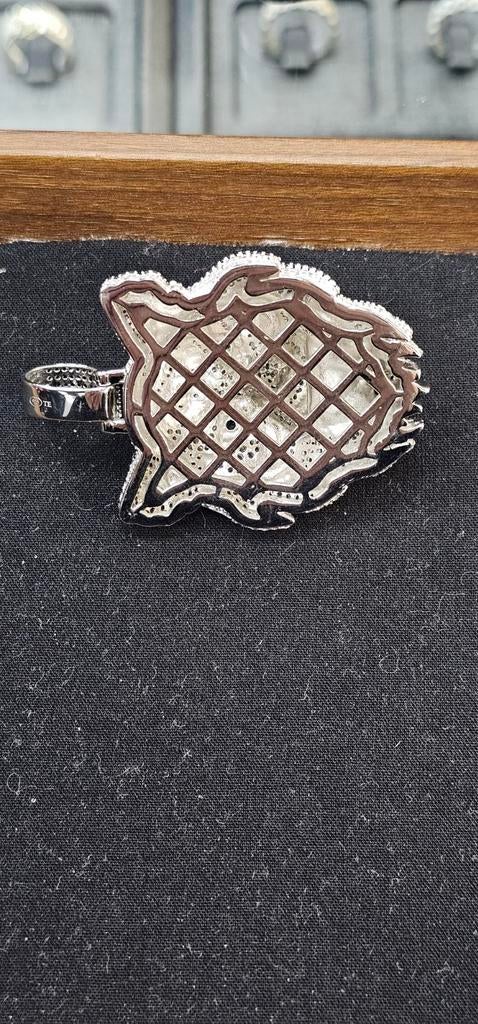 925 Zilveren Tijgerkop Hanger / Italy Made, Ophalen of Verzenden, Nieuw, Zilver, Zilver