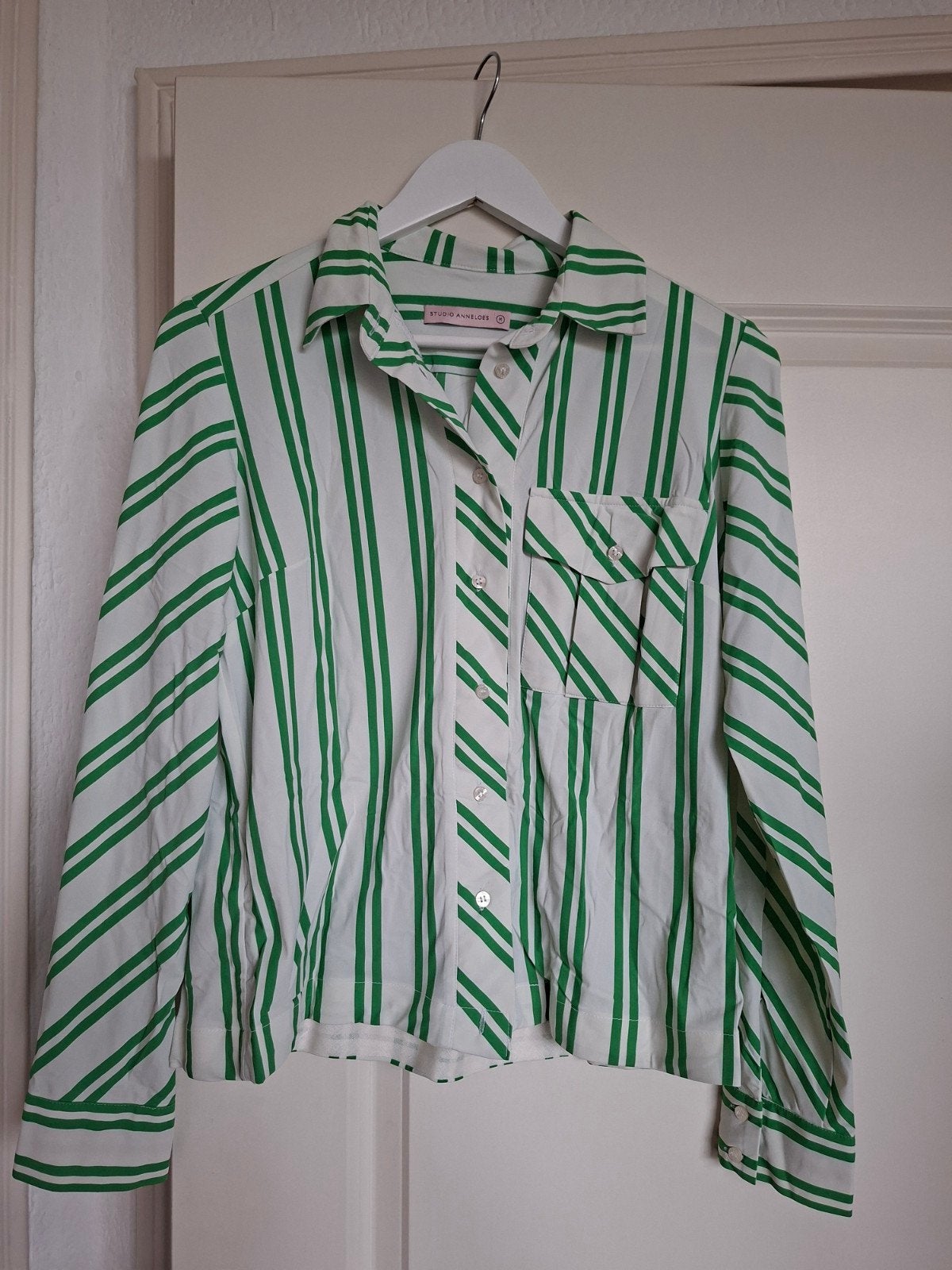 Studio Anneloes Gestreepte Blouse Groen/Wit Maat M, Studio Anneloes, Ophalen of Verzenden