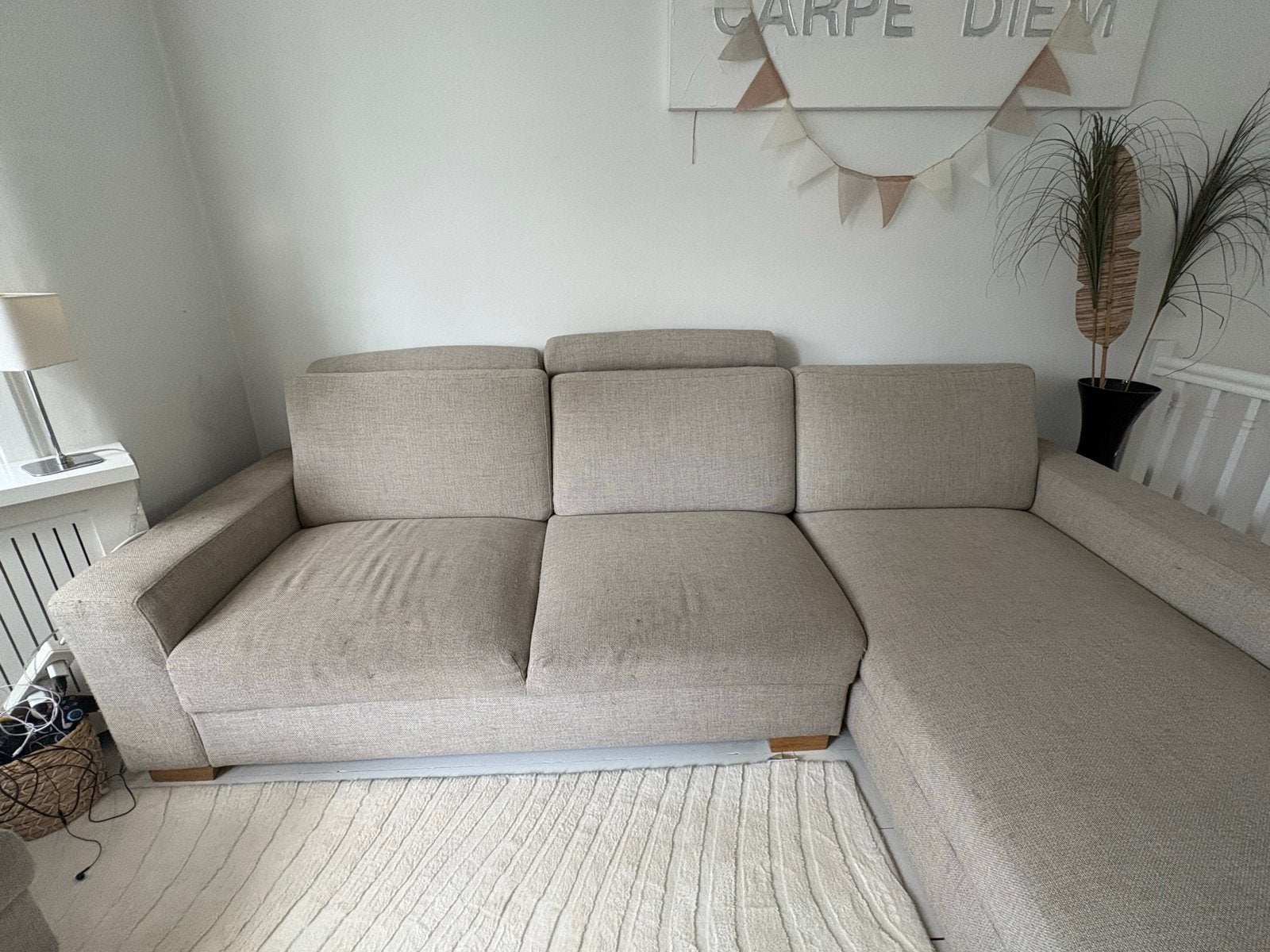 Comfortabele hoekbank met opbergruimte, Ophalen, 250 tot 300 cm, Gebruikt, 100 tot 125 cm
