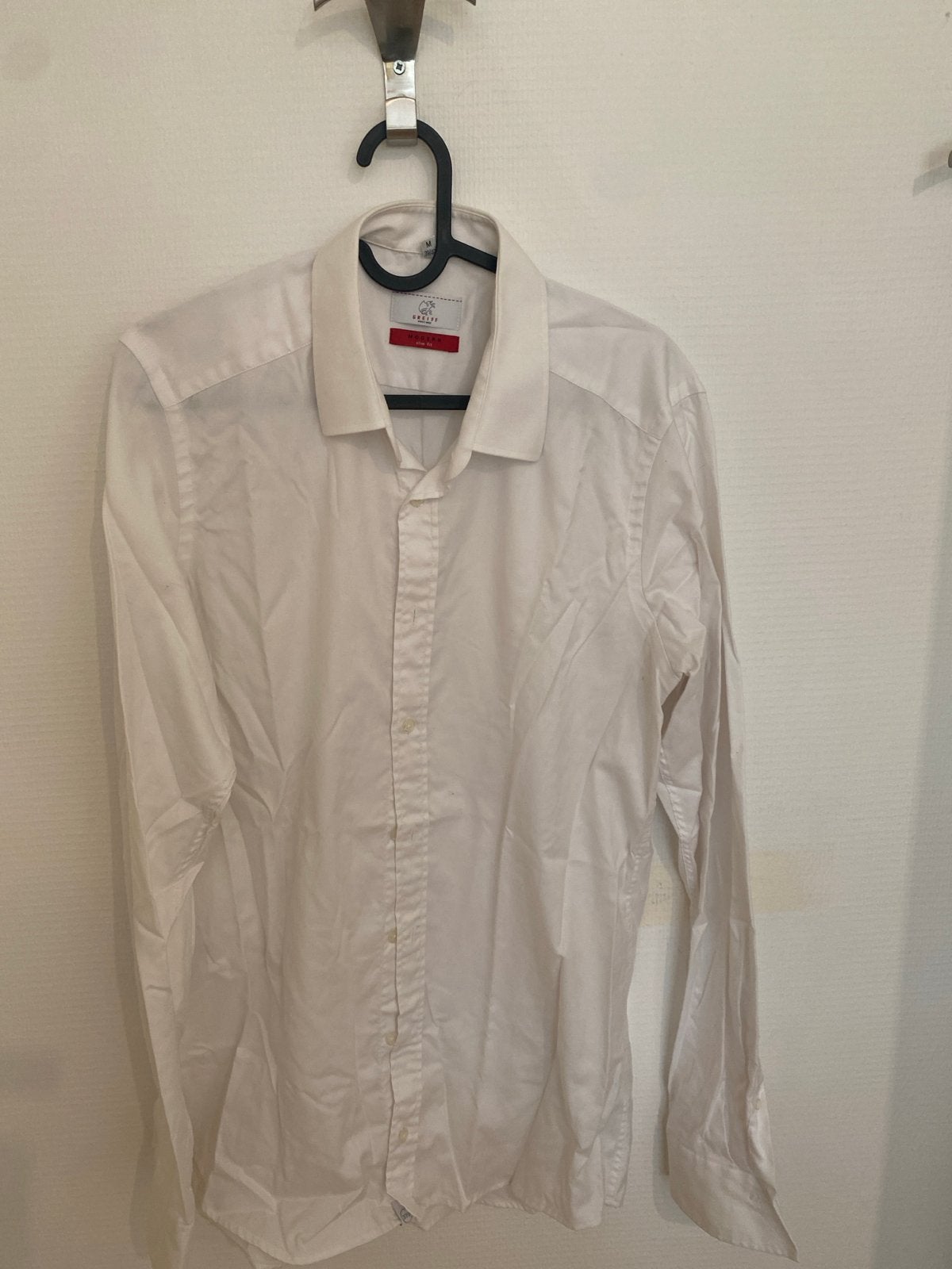 Greiff Modern Slim Fit overhemd wit maat M (39/40), Ophalen of Verzenden, Zo goed als nieuw, Wit, Halswijdte 39/40 (M)