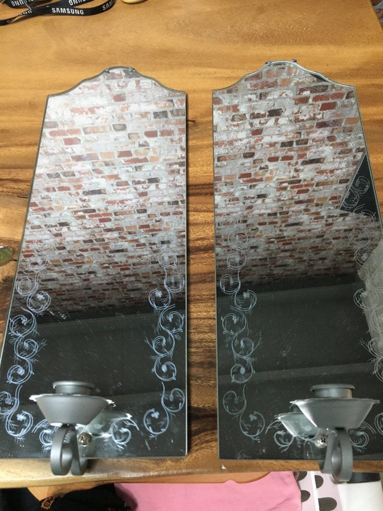 Set van twee brocante spiegels met kaars houder, Ophalen, Overige materialen, 25 tot 50 cm, Zo goed als nieuw