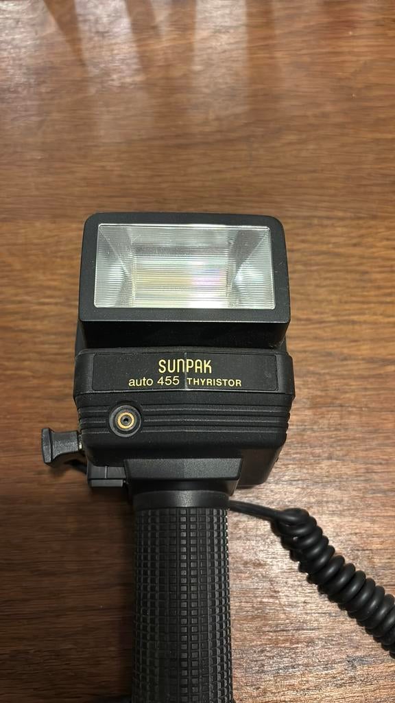 Sunpak auto 455 Thyristor flitser, Ophalen, Gebruikt, Overige merken, Kantelbaar