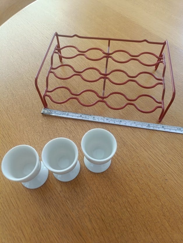 eierrekje met 3  eierdopjes, Verzamelen, Retro, Ophalen of Verzenden, Huis en Inrichting