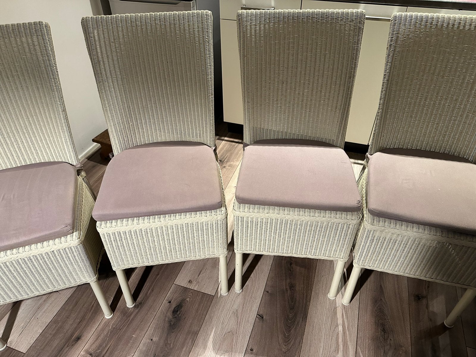 4 Lloyd Loom stoelen, Ophalen, Gebruikt, Wit, Riet of Rotan