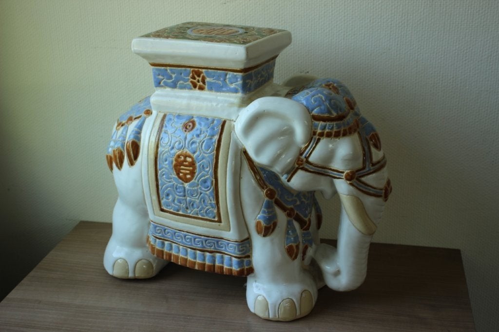 Vintage grote keramische olifant plantenstandaard, Antiek en Kunst, Ophalen