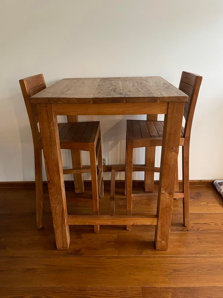 Massief teak bartafel set, Ophalen, Gebruikt
