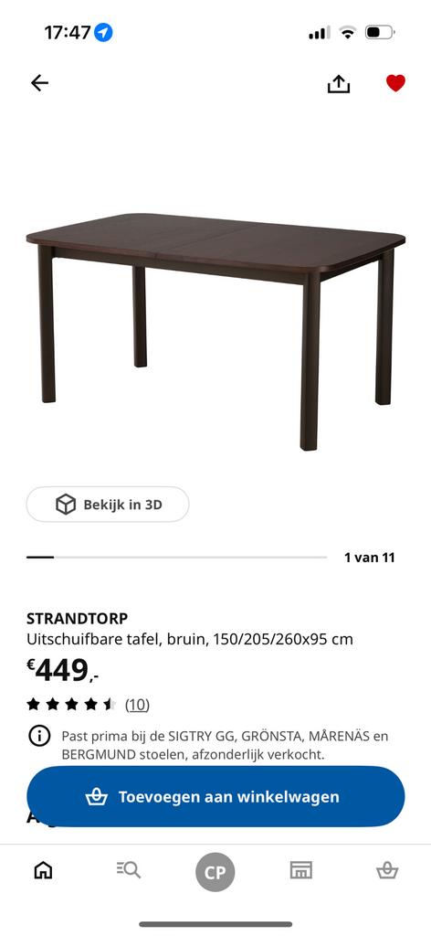 IKEA eettafel strandtorp, Huis en Inrichting, Tafels | Eettafels, Ophalen of Verzenden, Zo goed als nieuw, Rechthoekig, 50 tot 100 cm