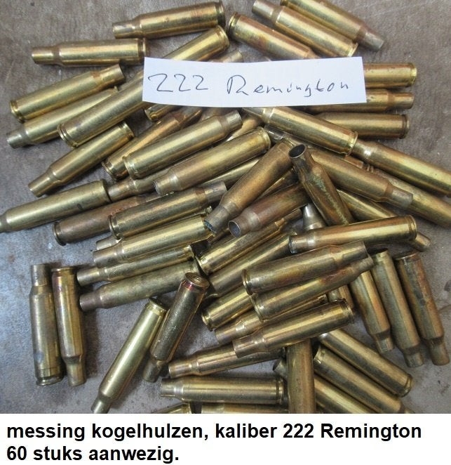messing kogelhulzen, kaliber 222 Remington, 50 stuks, Ophalen of Verzenden, Overige soorten, Overige gebieden, Hulzen of Bodemvondsten