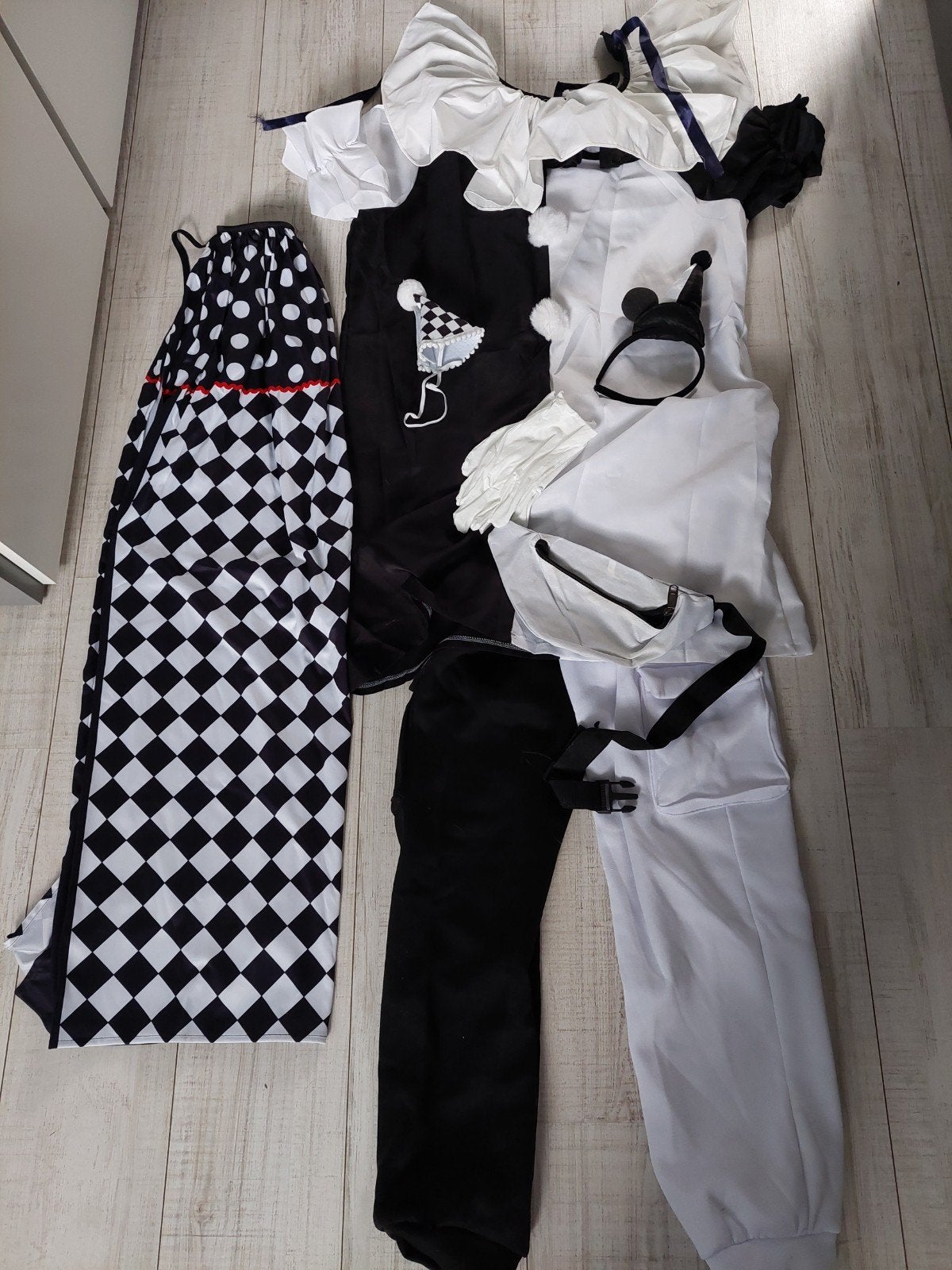 pierrot kostuum/ zwart wit clowns kostuum, Ophalen of Verzenden, Zo goed als nieuw, Carnaval, Kleding