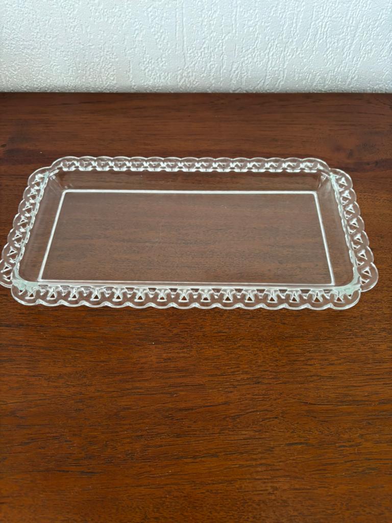 Vintage glazen cakeschaal, Ophalen, Glas of Glazen, Gebruikt, Glas