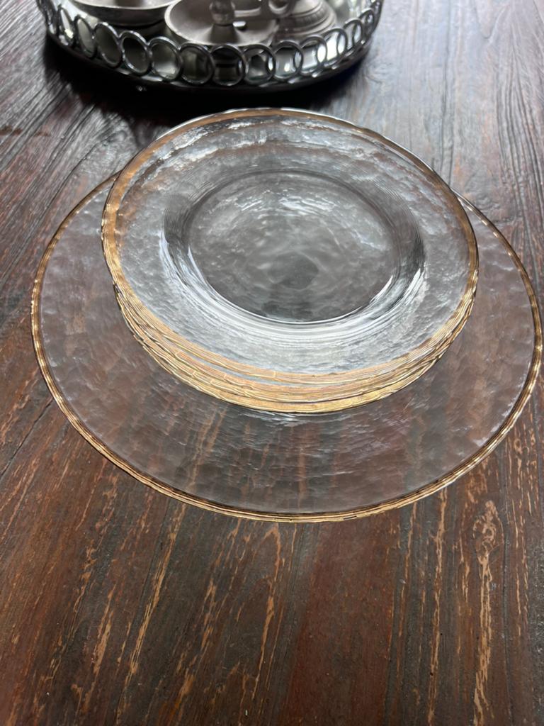 Taart bord met 4 bijpasende borden, Ophalen, Bord(en), Overige stijlen, Glas