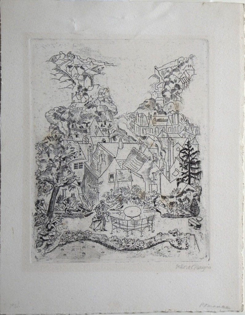 Debora Duyvis "Romanze", gesigneerd, Ophalen, Dagelijks leven, Gravure, Origineel
