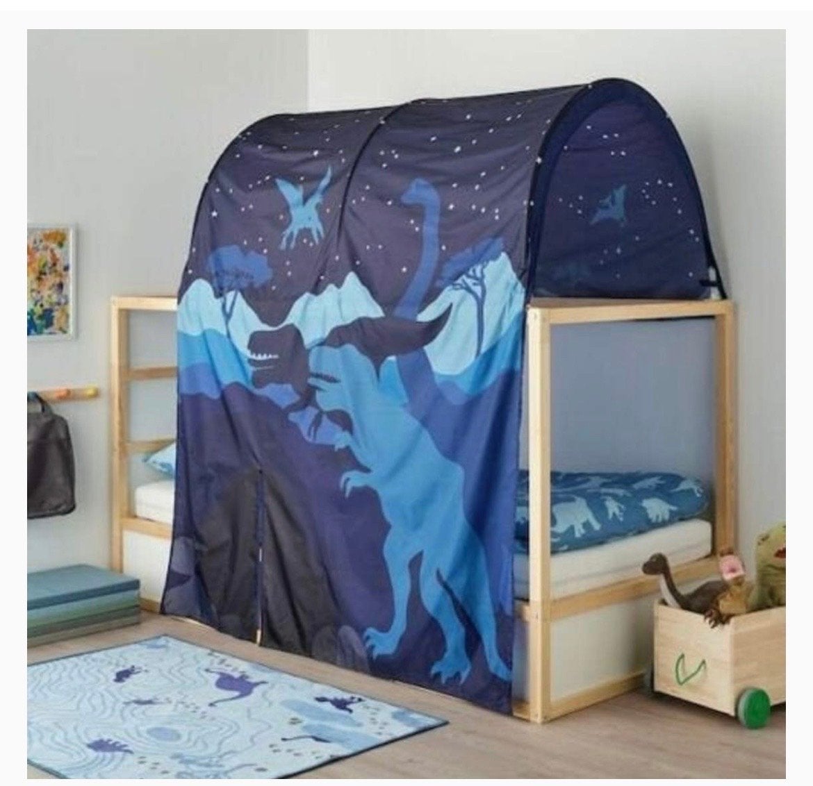 IKEA Kura bed met dinosaurus tent, Ophalen, 85 tot 100 cm, Gebruikt, Hoogslaper of Stapelbed
