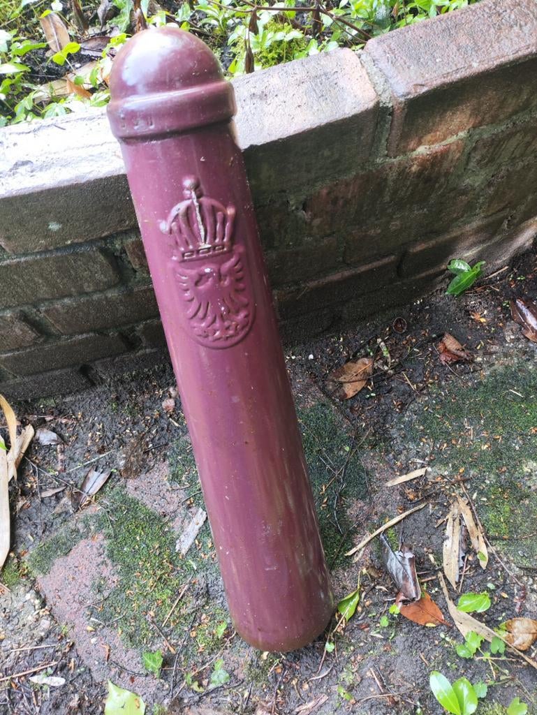 Antieke gietijzeren straatpaal met wapen, Ophalen of Verzenden